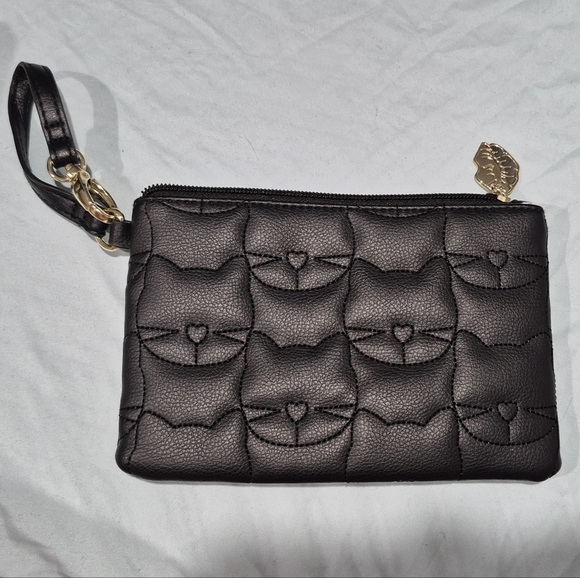 Betsey Johnson Black Cat Embossed Clutch Set Of 2 - Picture 1 of 5
